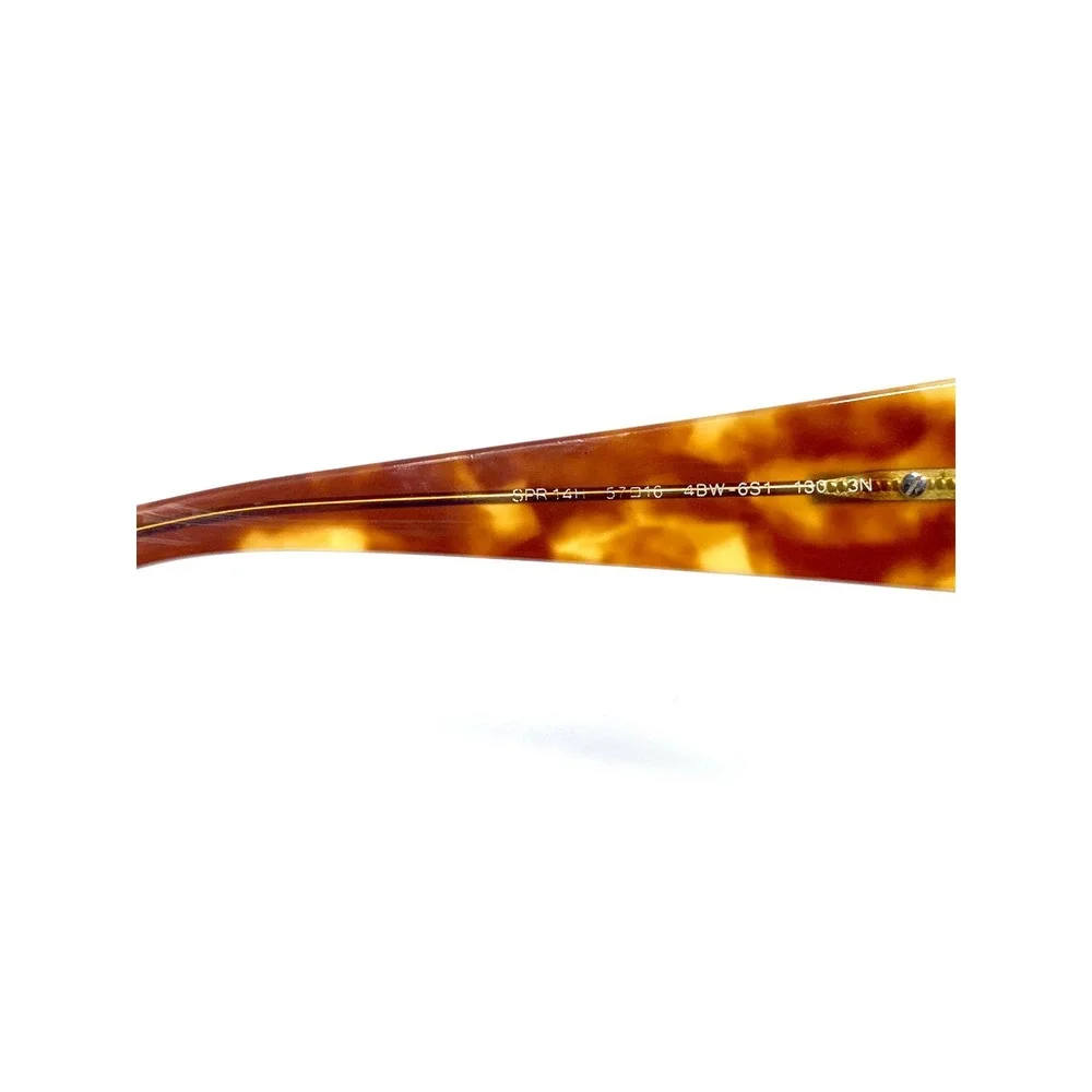Prada Brown Amber Clear Rectangular Glasses Wide Temples Italy SPR14H 57 16 130